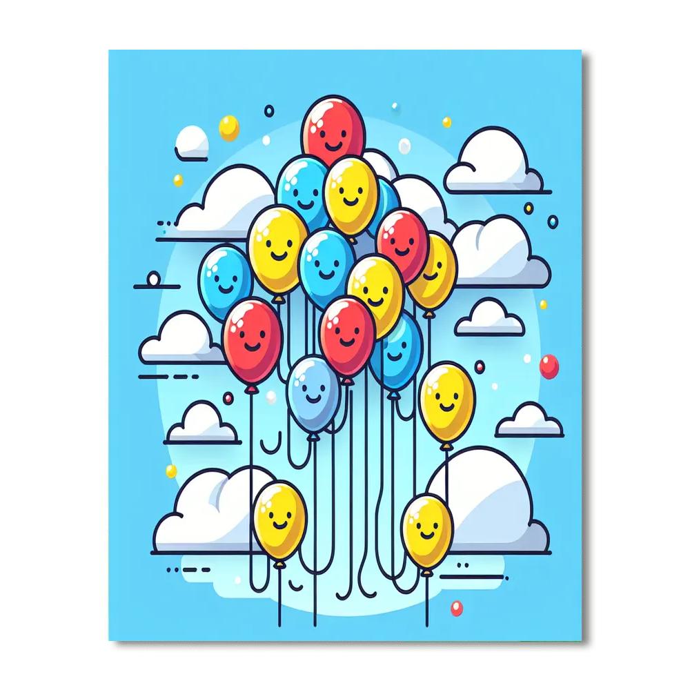 Bouncing Balloon Party Paint By Numbers Art