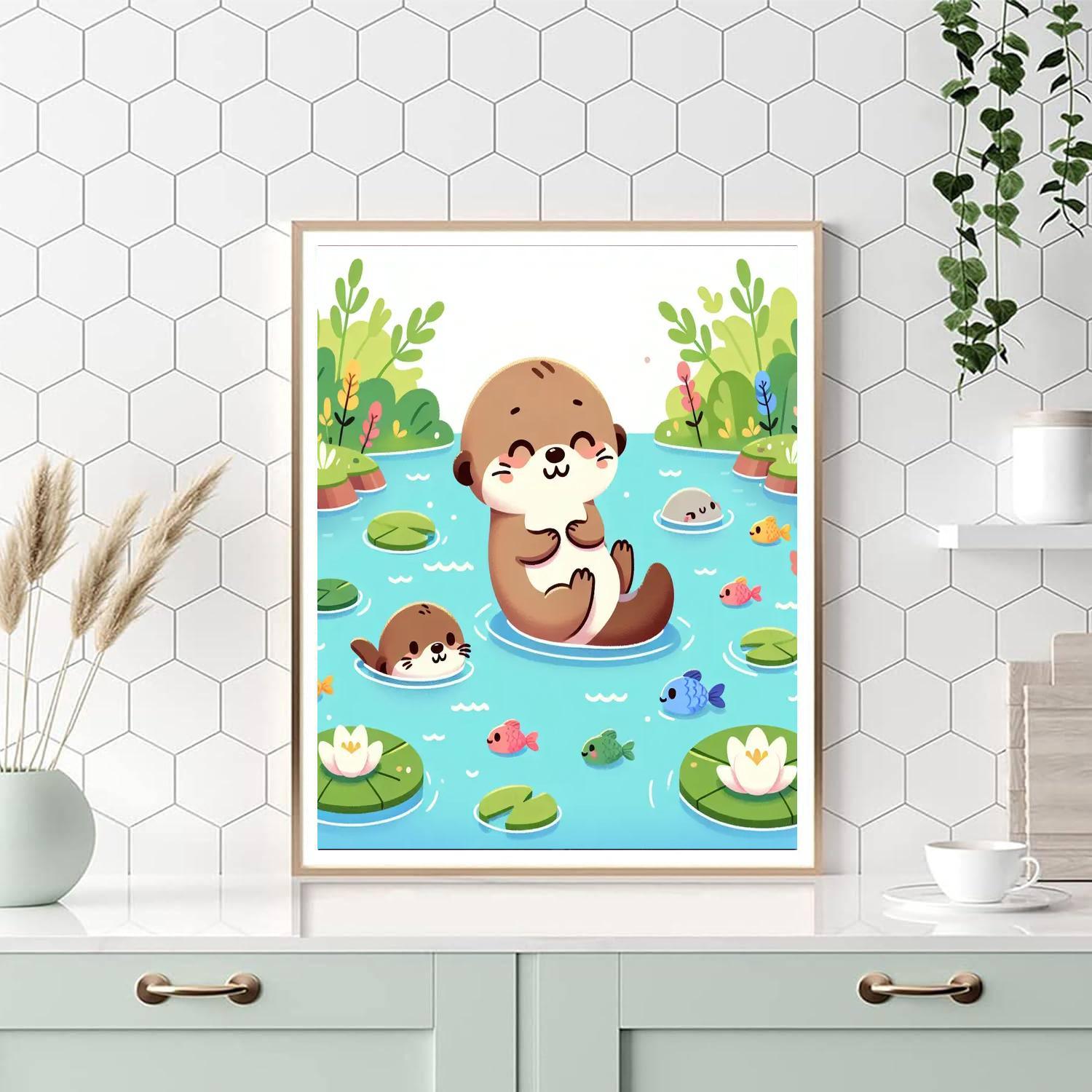 Adorable Otters Paint By Numbers Art