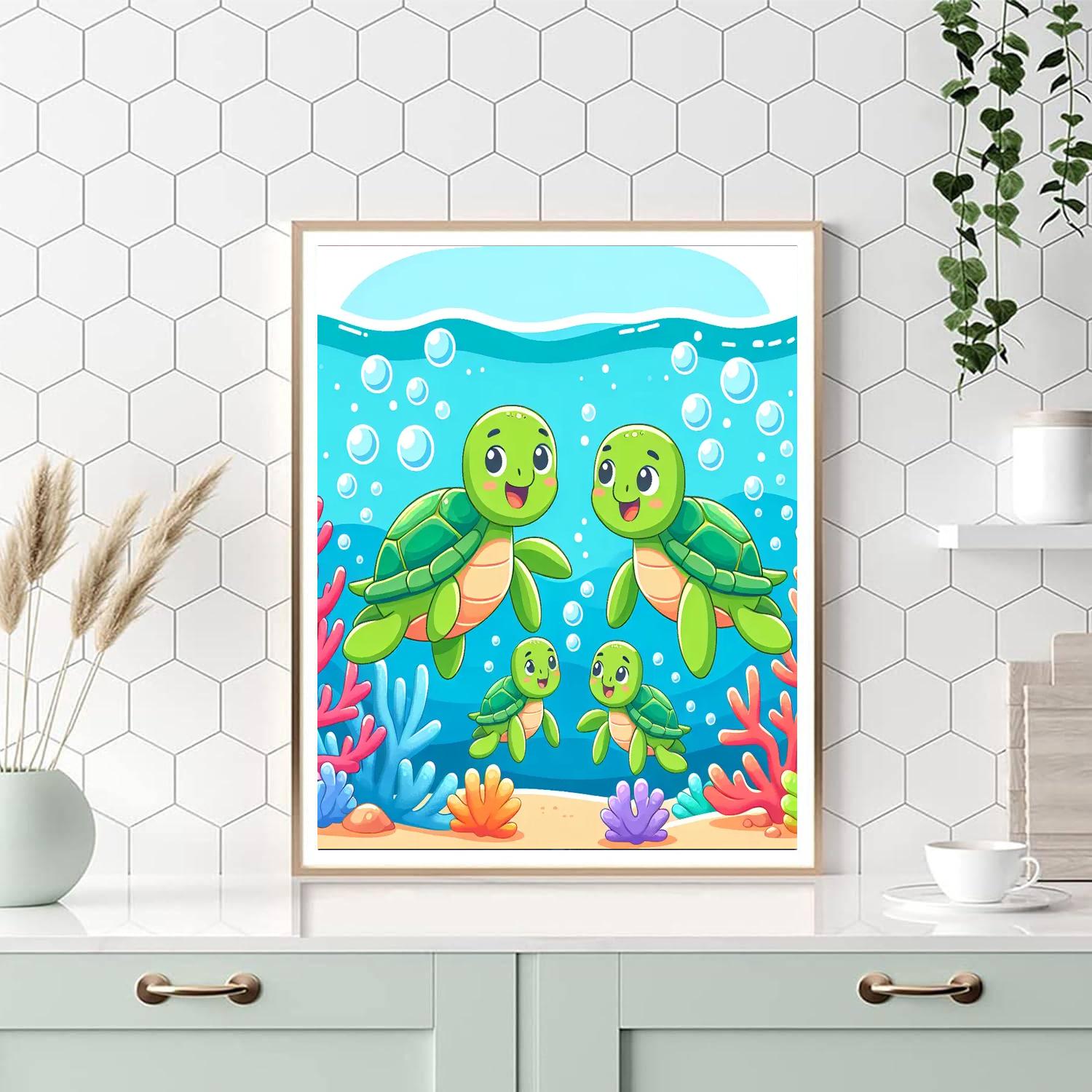 Charming Turtle Family Numbered Painting Kits