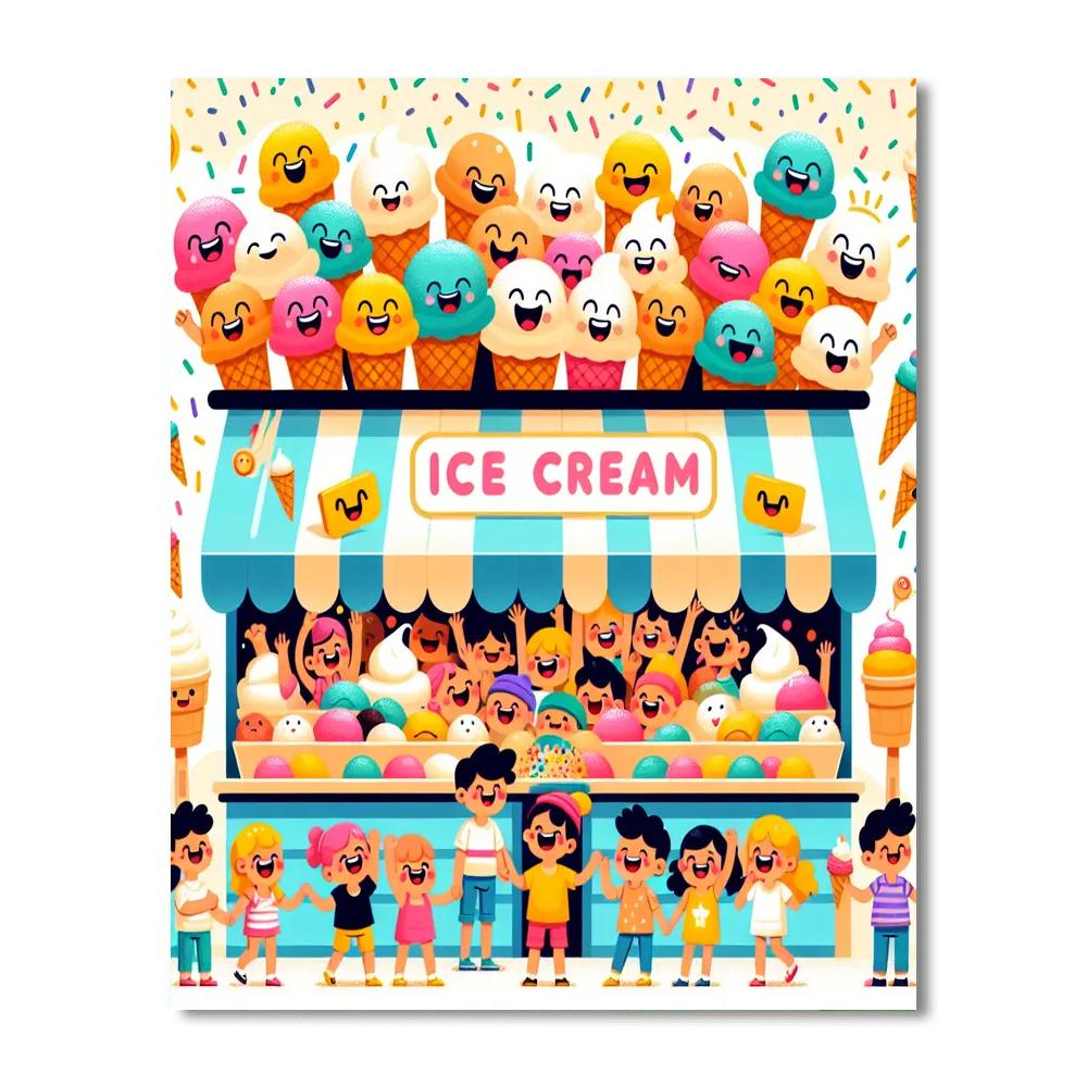 Cheery Ice Cream Shop Painting By Numbers Kit