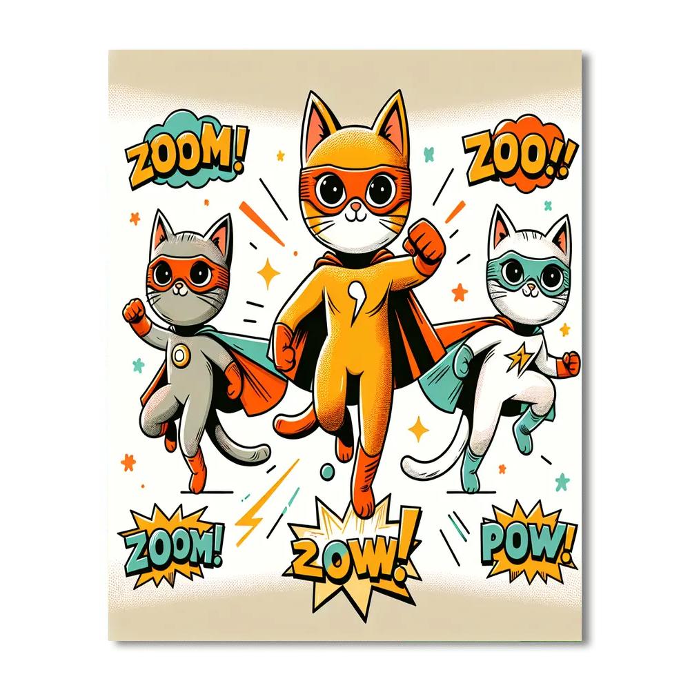 Superhero Cats Number Painting