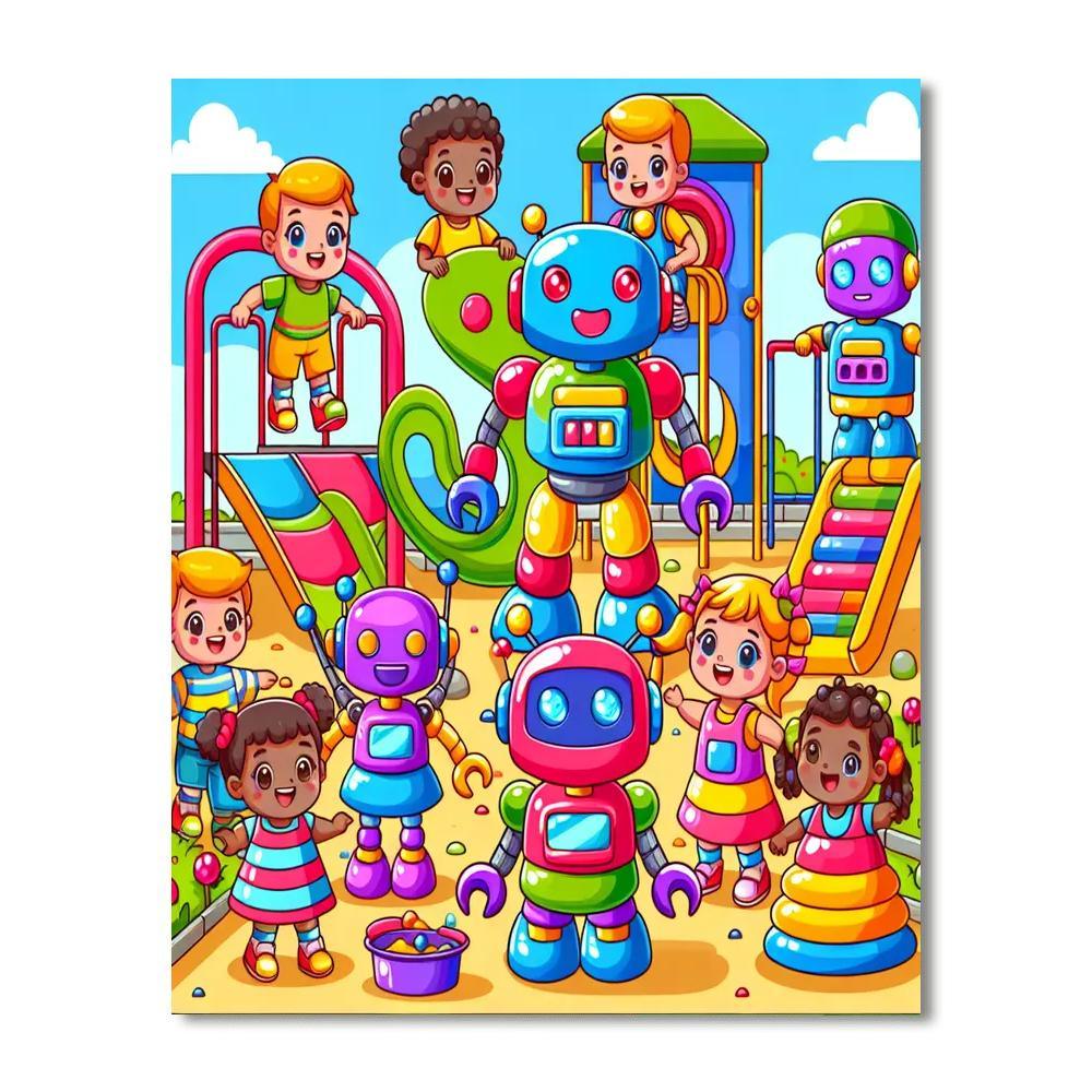 Robot Adventure Playground Numbered Painting Kits