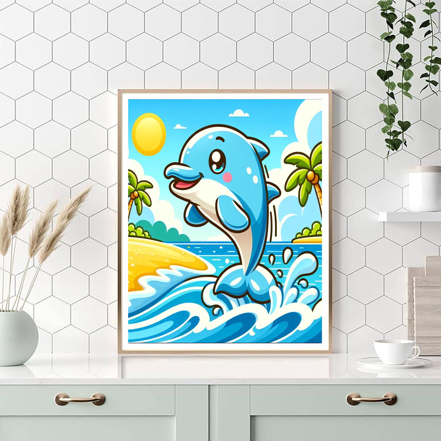 Dolphin's Day At The Beach Painting By Numbers Kit
