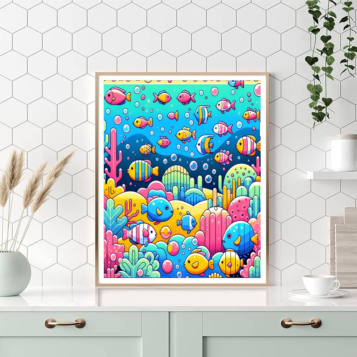 Charming Coral Reef Adventure Painting Number Kit