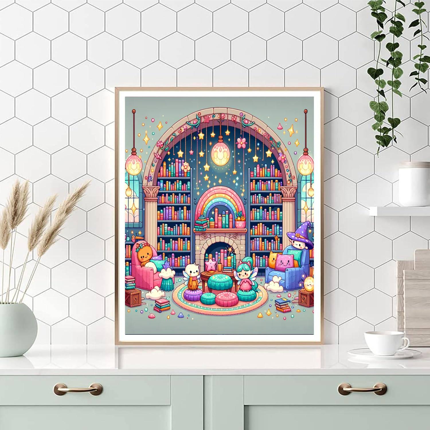 Journey Through A Magical Library Number Painting