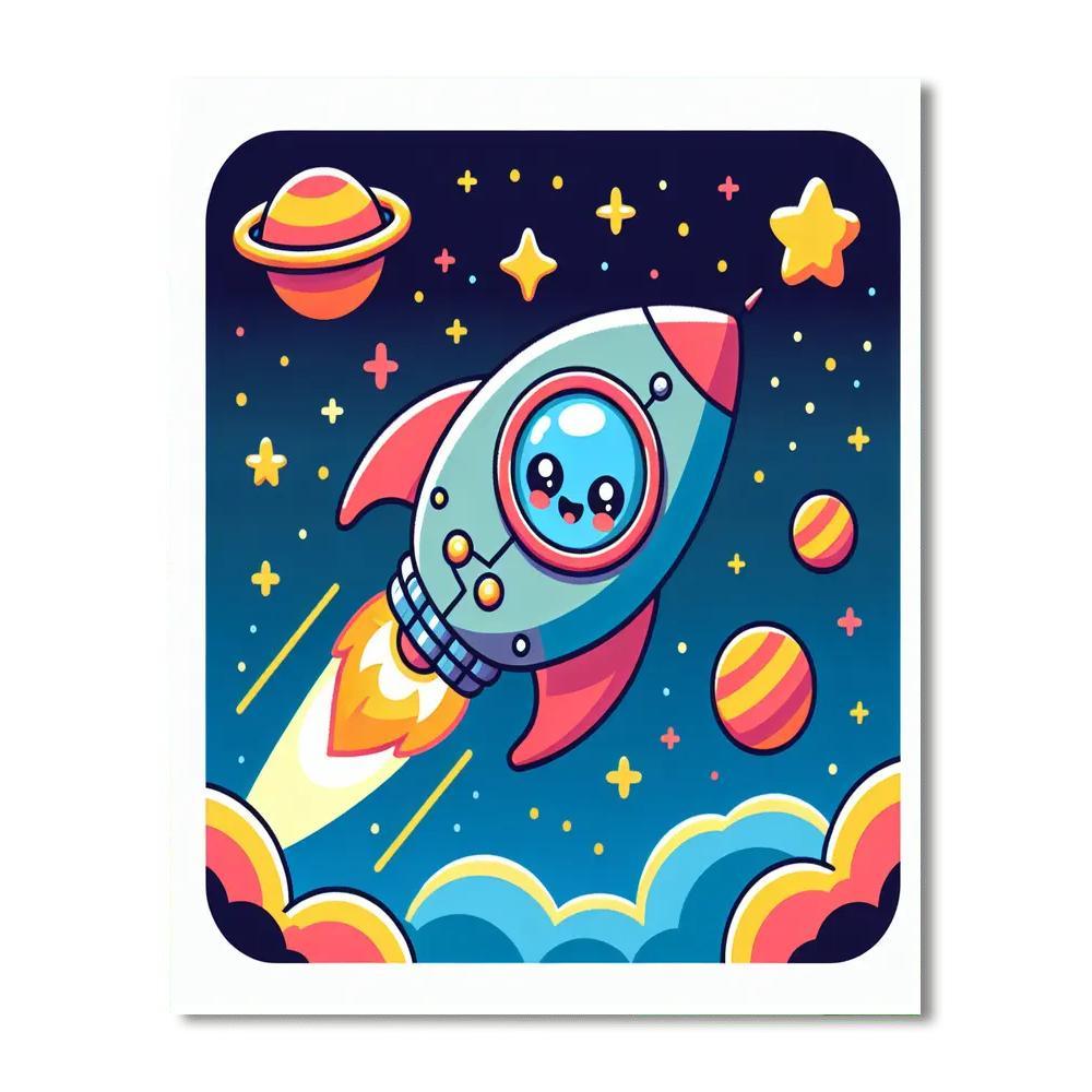 Friendly Spaceship Paint By Numbers Art