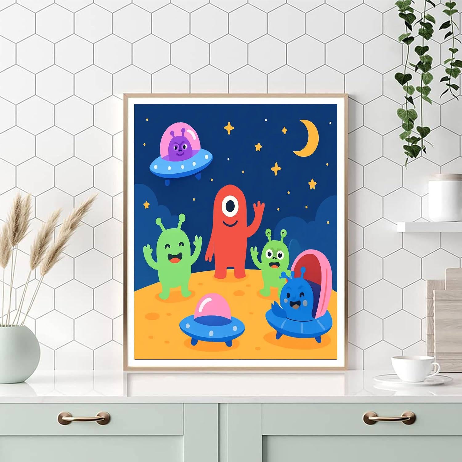 Friendly Galactic Visitors DIY Paint By Numbers