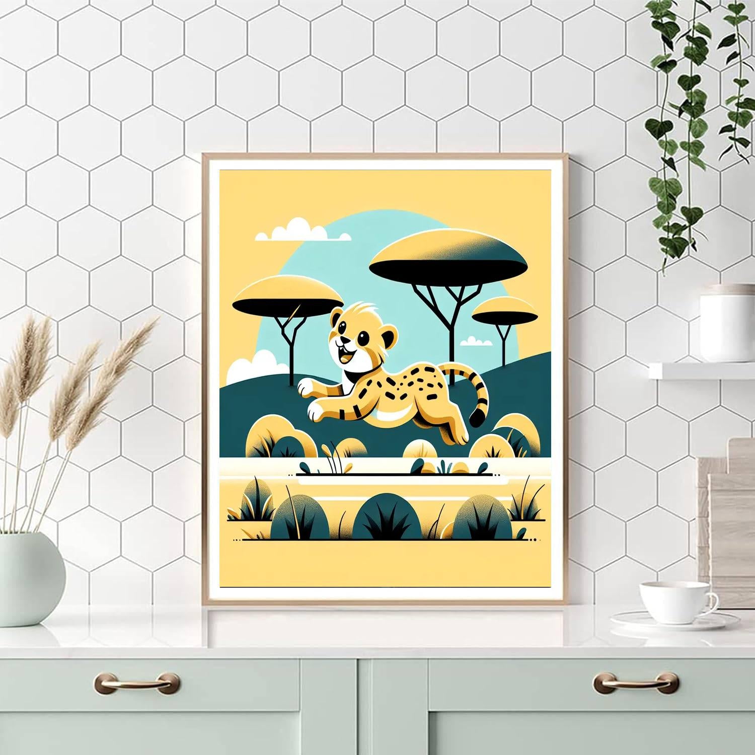 Chipper Cheetah Cub Paint By Numbers Art