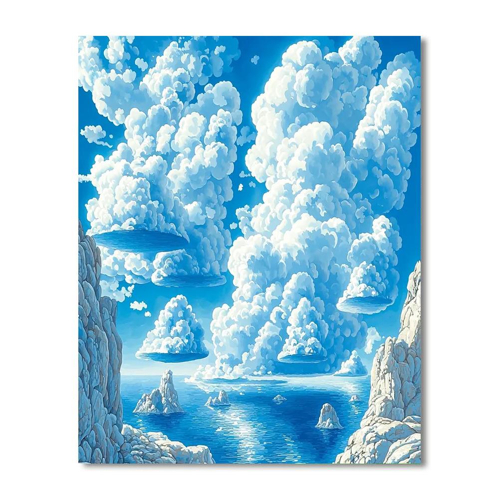 René Magritte Inspired Floating Islands Of Imagination  Paint By Numbers Kits