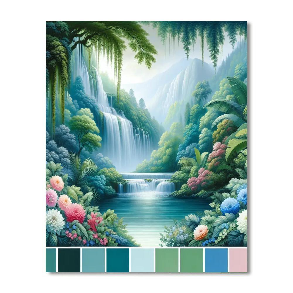 Enchanting Waterfall Serenity Paint By Numbers Art
