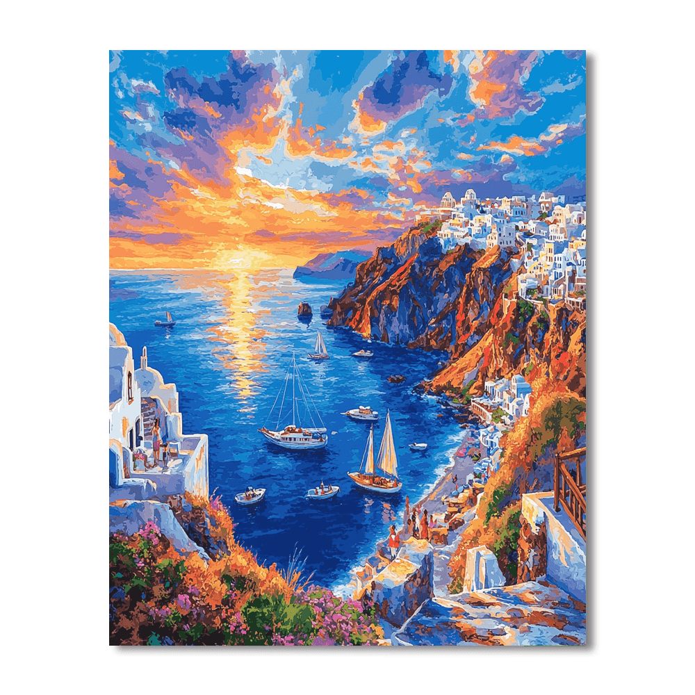 Santorini's Caldera Numbered Painting Kits