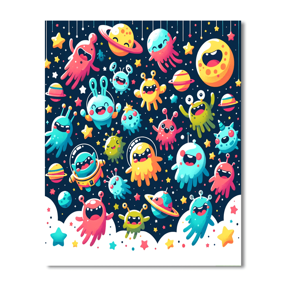 Whimsical Space Creatures Painting Number Kit