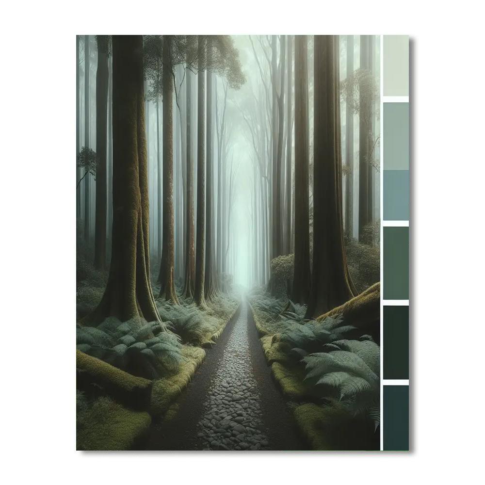 Forest Pathway In Fog Paint By Number