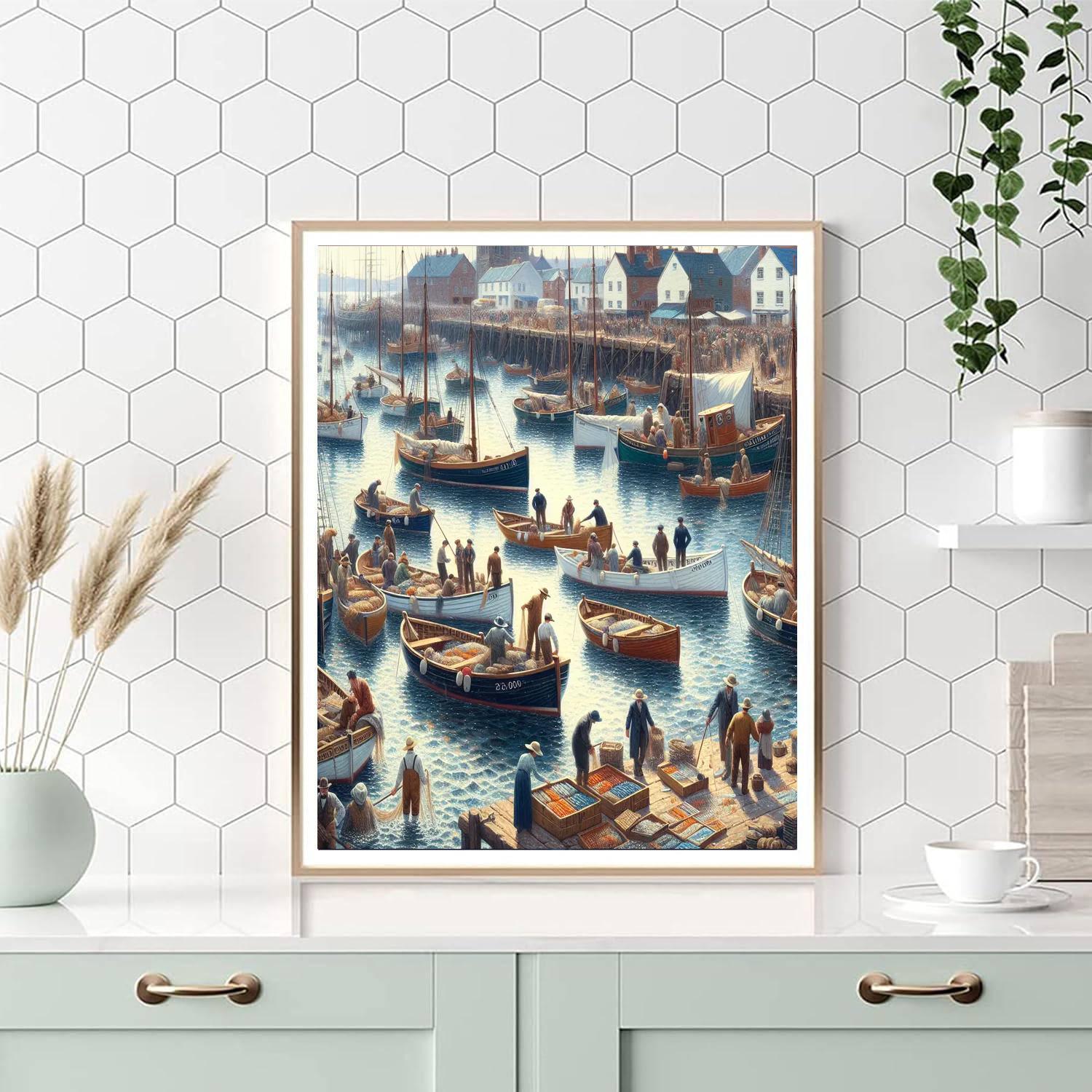 Classic Coastal Fisherman's Wharf Painting Number Kit