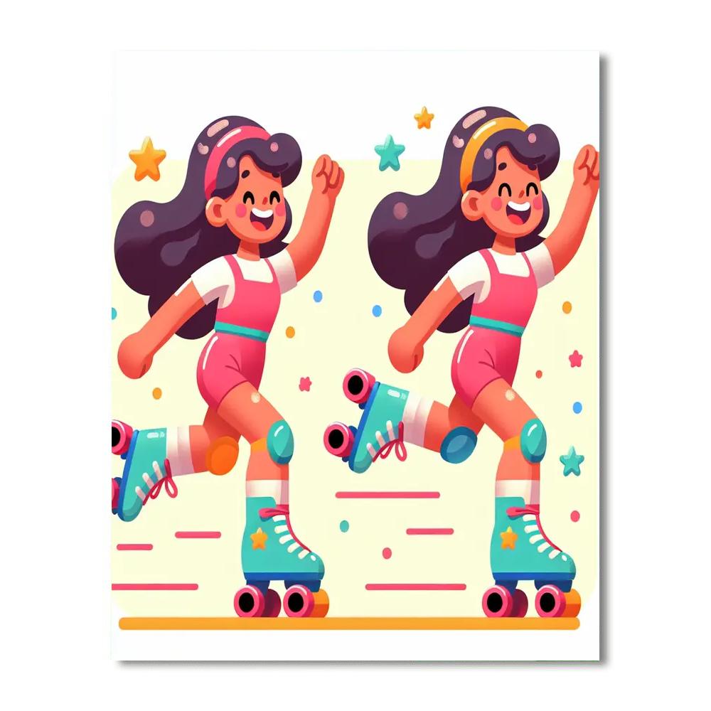 Happy Roller Skater Numbered Painting Kits