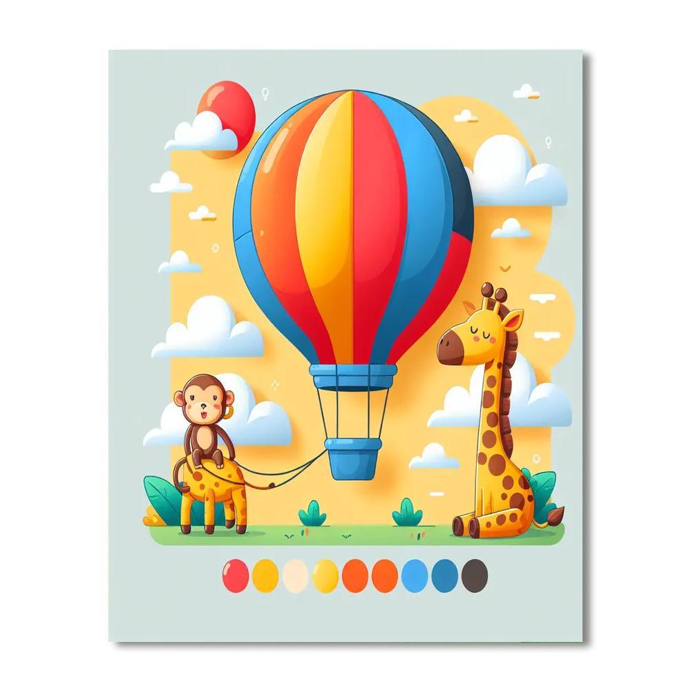 Festive Balloon Safari DIY Paint By Numbers