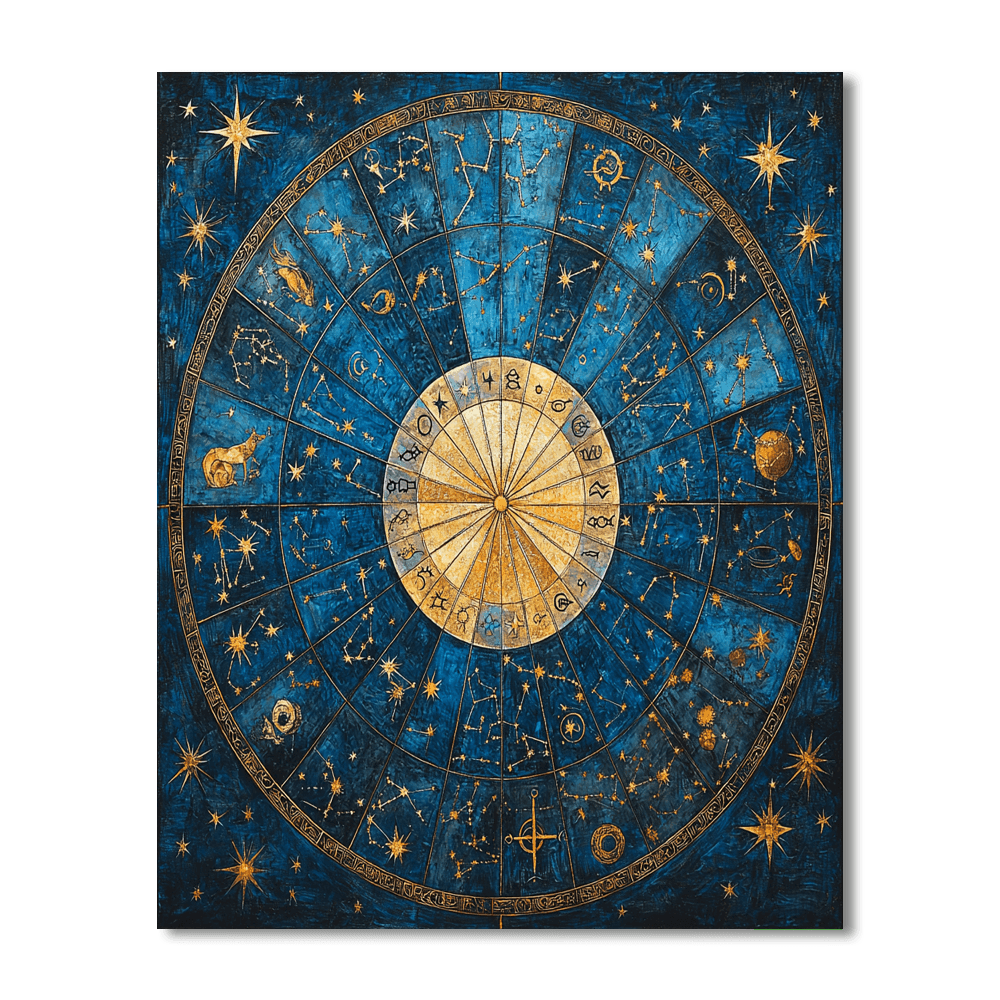 Artist Inspired By Medieval Manuscripts Inspired Celestial Zodiac Wheel  Paint By Number