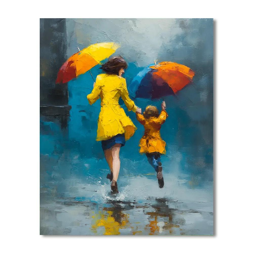 Dancing With Mom In The Rain Painting Number Kit