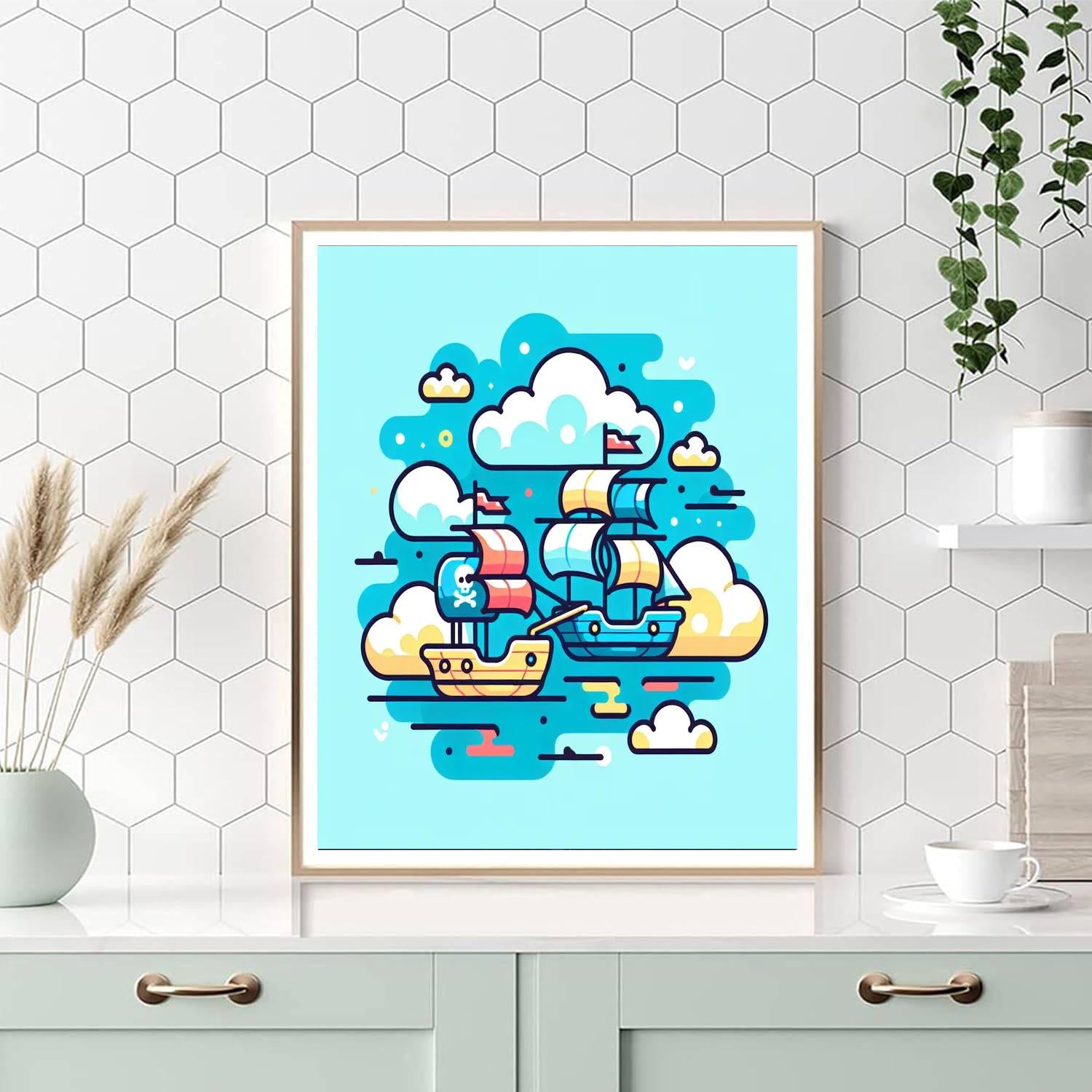 Cloudland Pirate Ships Paint By Numbers Art