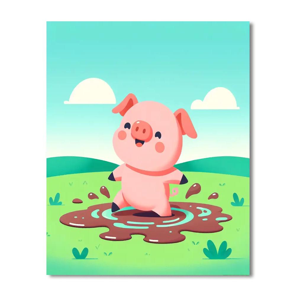 Sweet Little Pig DIY Paint By Numbers