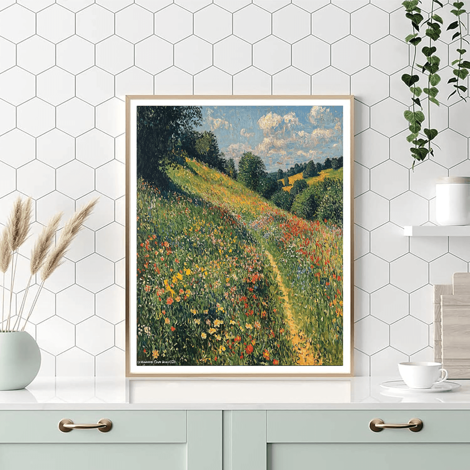 Claude Monet Inspired Lush Green Meadows  Paint By Numbers Art