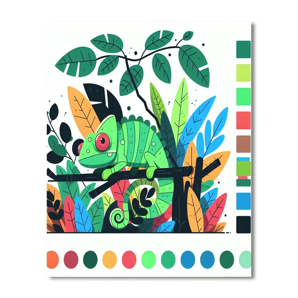 Cheery Chameleon Challenge Paint By Numbers Art