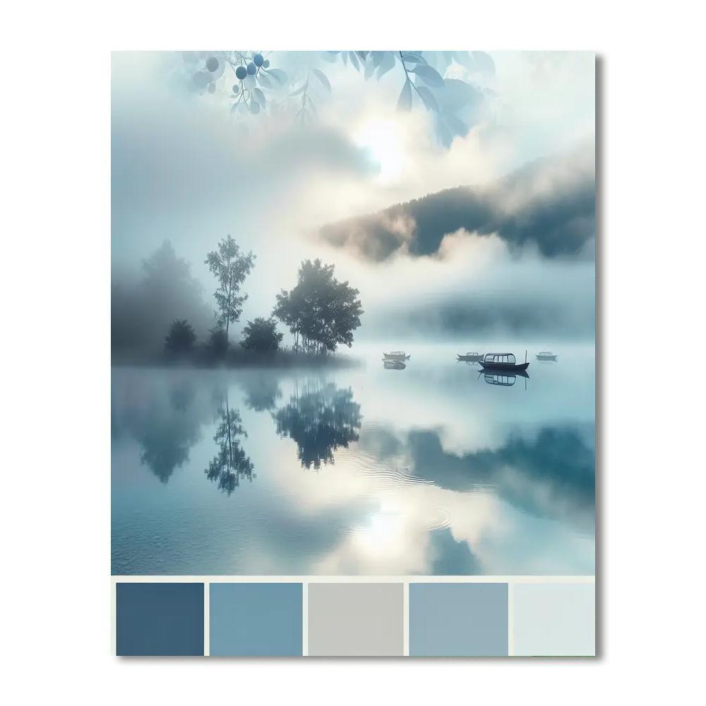Calm Lakeside Morning Painting Number Kit