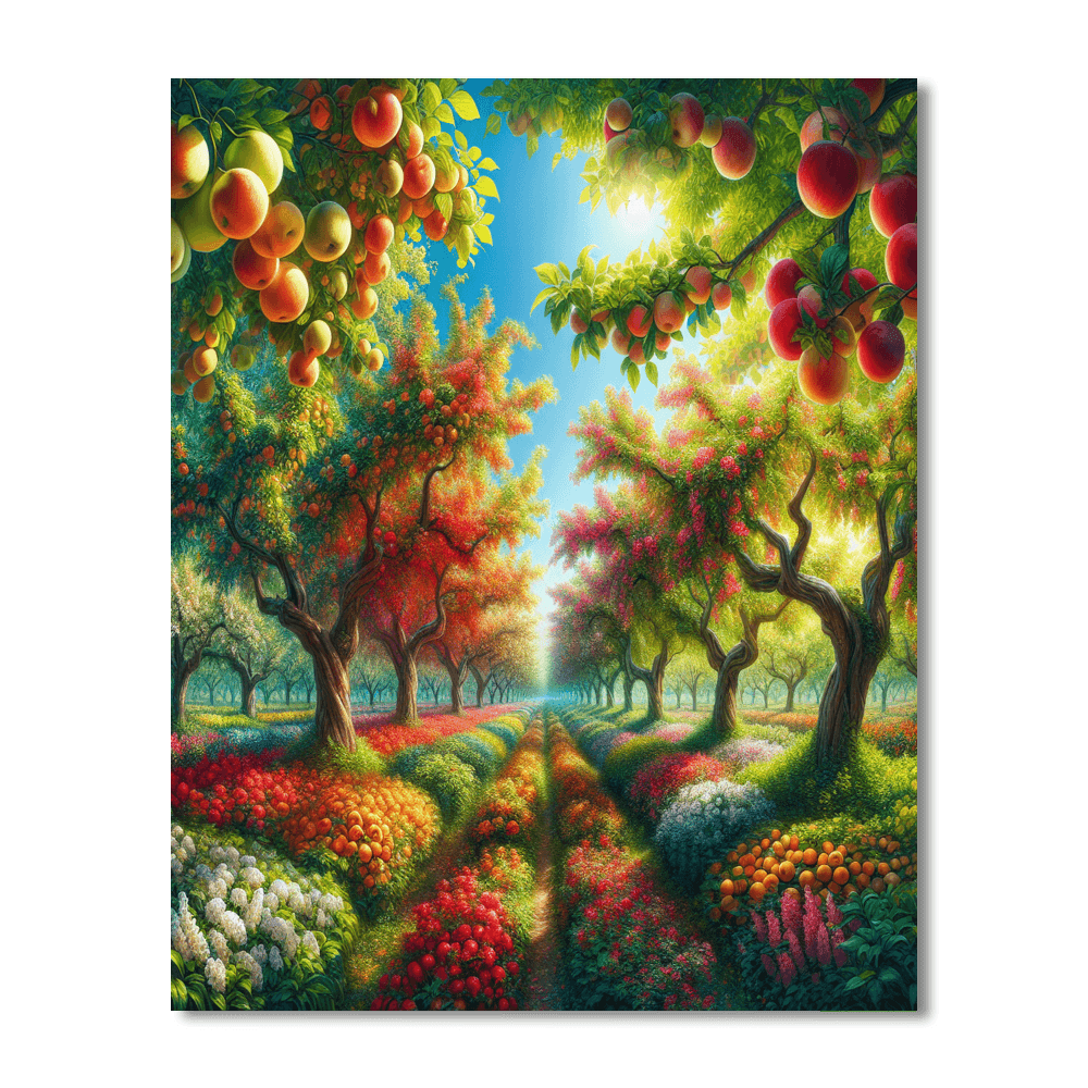 Bountiful Orchard Scene Paint By Numbers