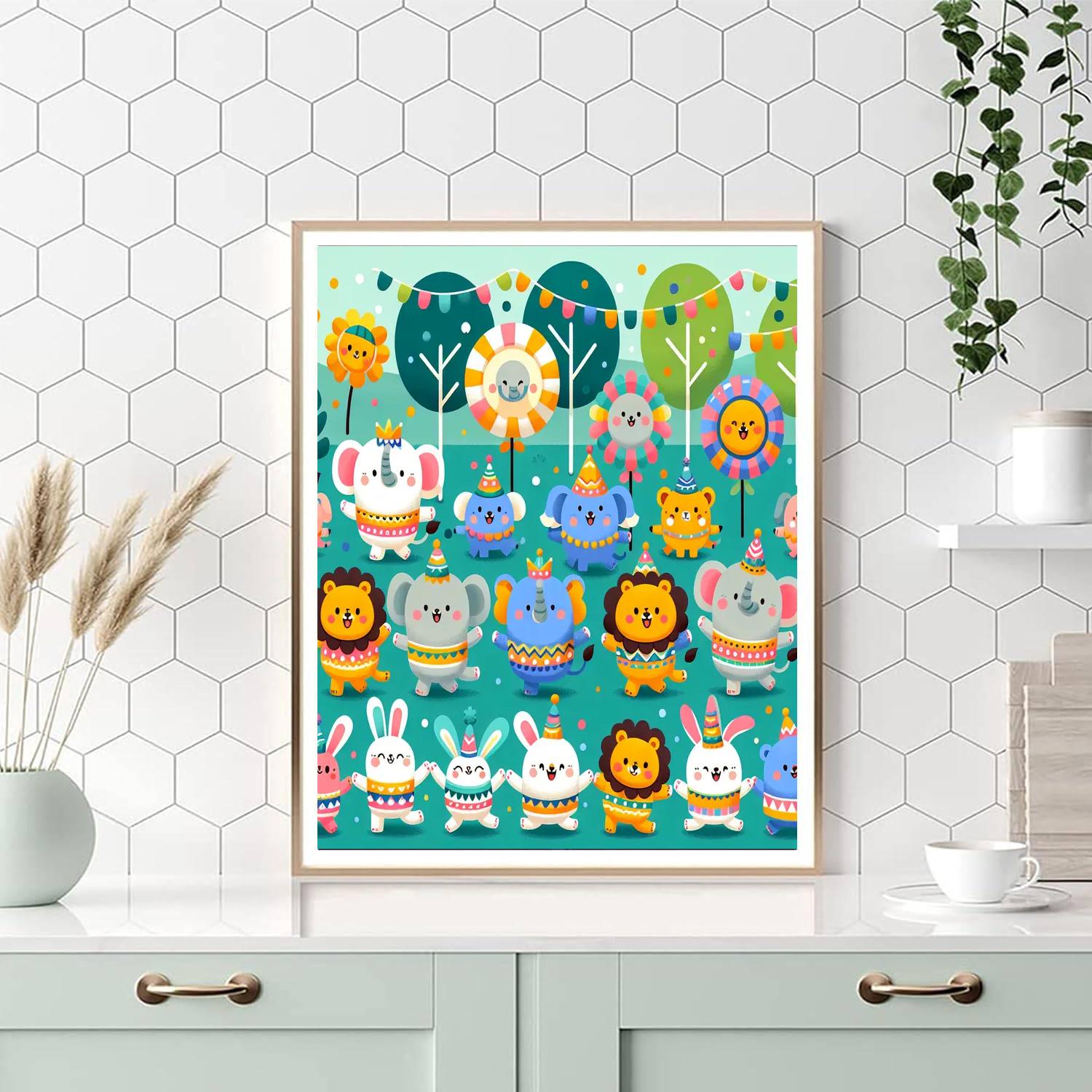 Animal Parade Festival Paint By Numbers Art