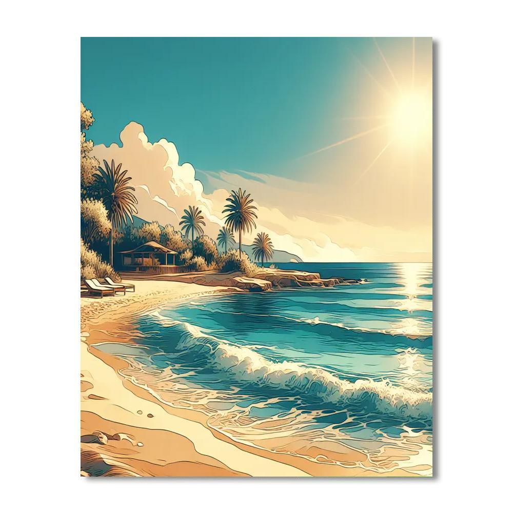 Sunlit Seaside Retreat Numbered Painting Kits