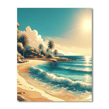 Sunlit Seaside Retreat Numbered Painting Kits