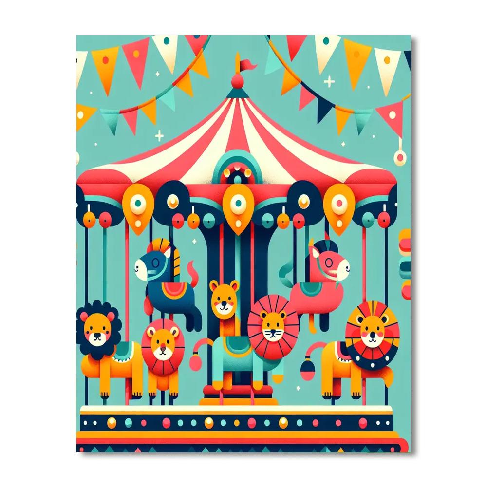 Colorful Carousel Carnival Paint By Numbers Art