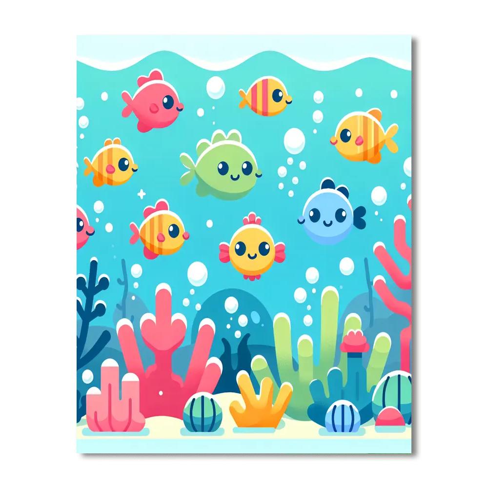 Lively Fish Parade Paint By Numbers Art