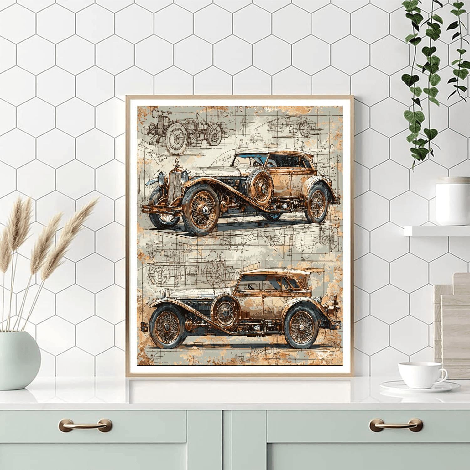 Leonardo Da Vinci Inspired Steampunk Automobiles On Canvas  Paint By Numbers