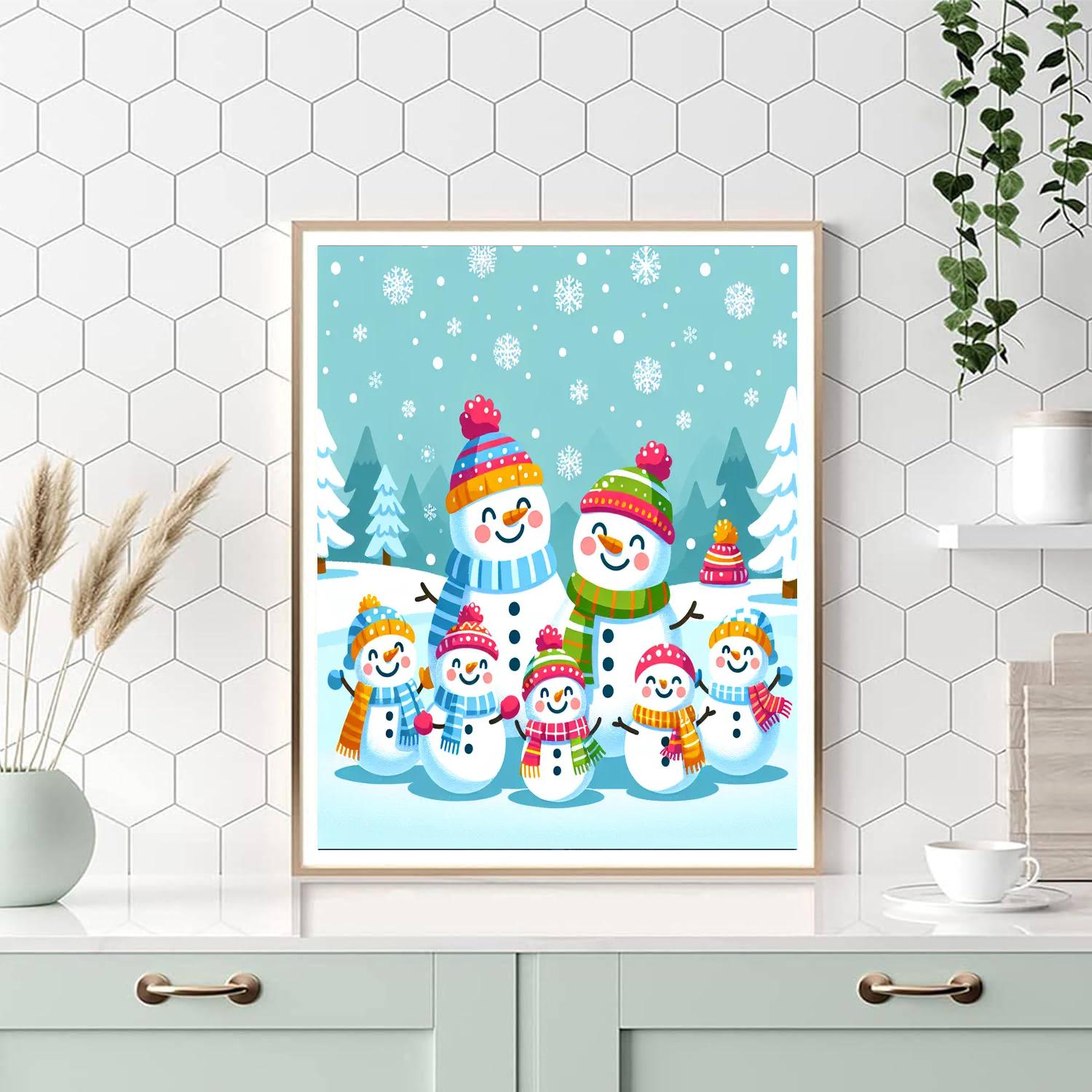 Merry Snowmen Family Painting By Numbers Kit