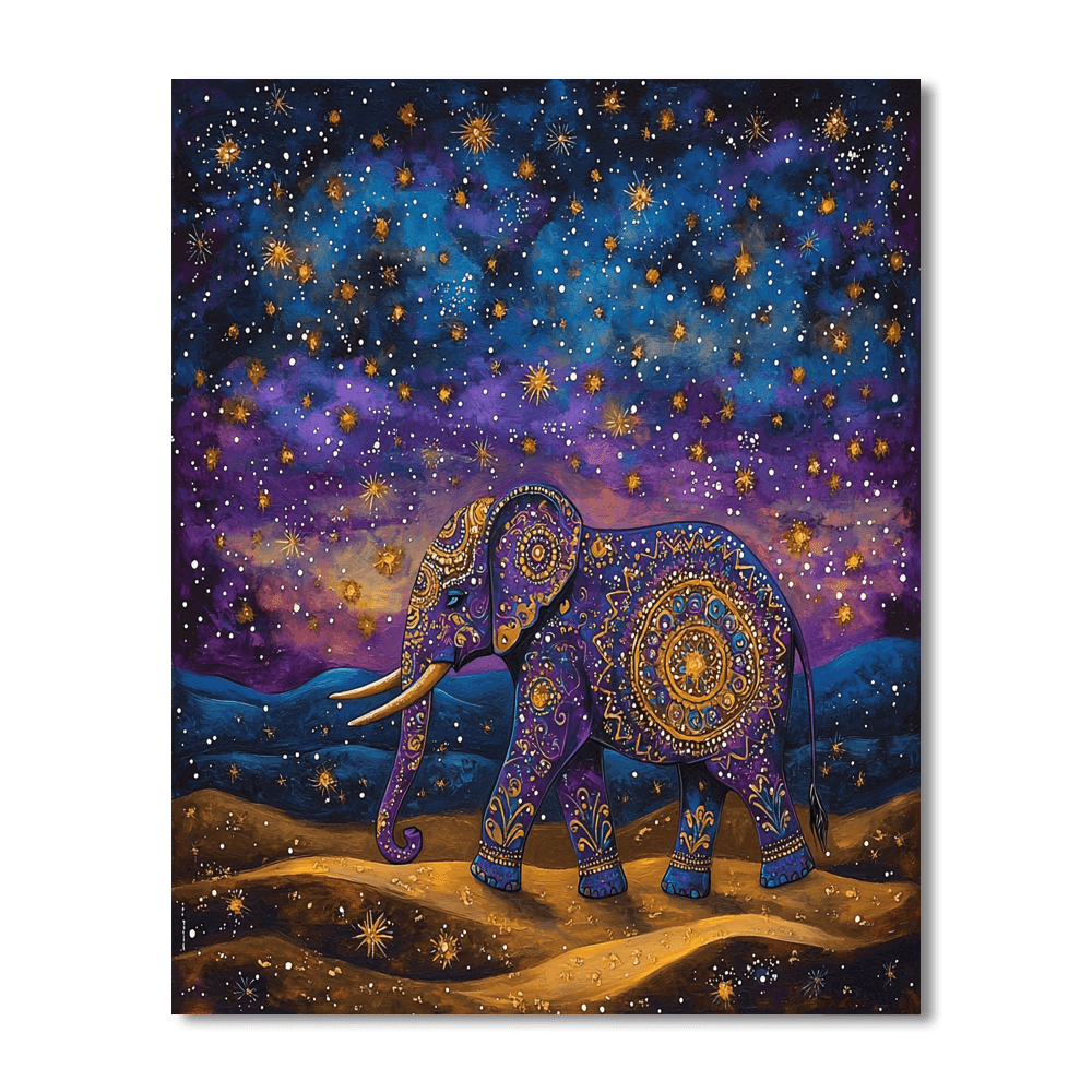 Salvador Dalí Inspired Celestial Elephant Journey  Painting By Numbers Kit