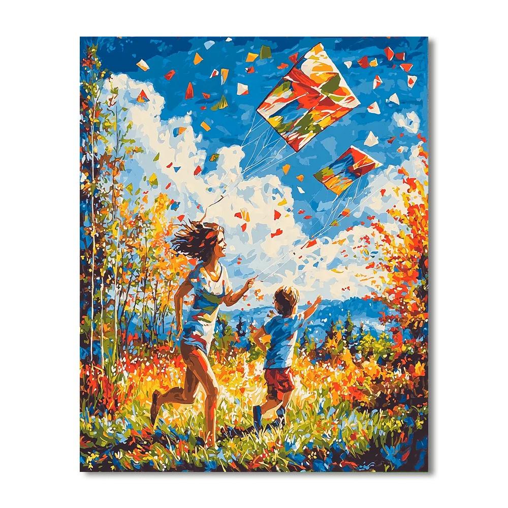 Kite Flying Together Number Painting