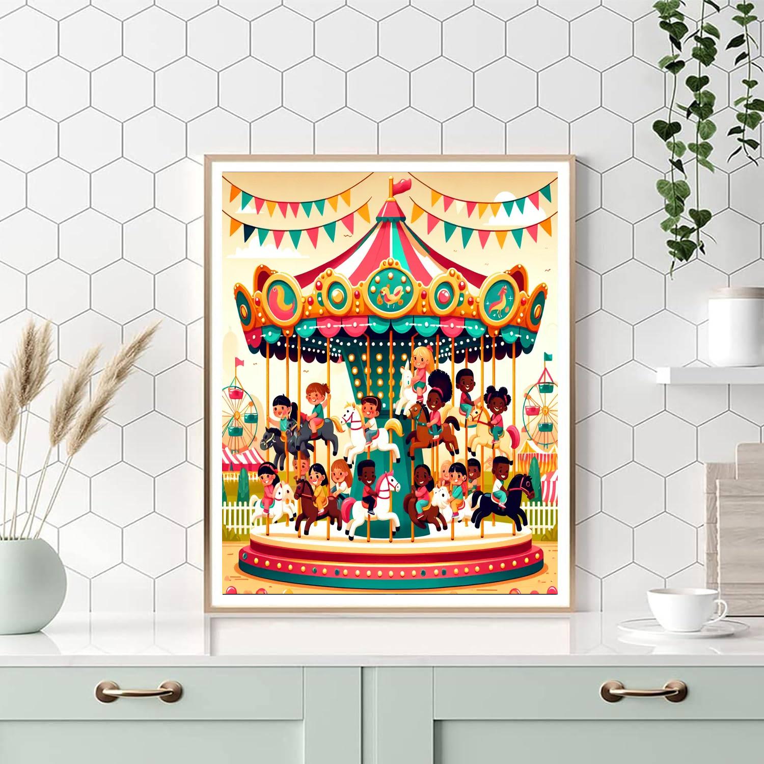 Colorful Carnival Carousel Painting By Numbers Kit
