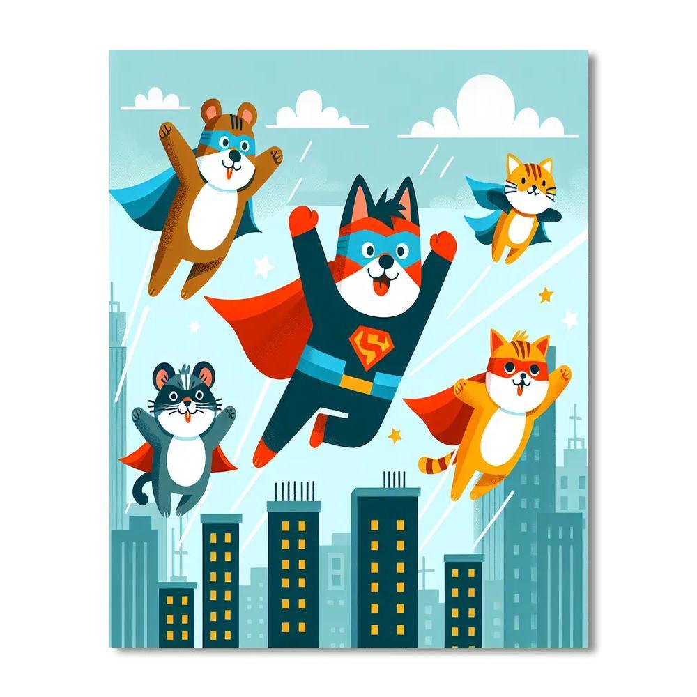 Superhero Pet Squad Paint By Numbers