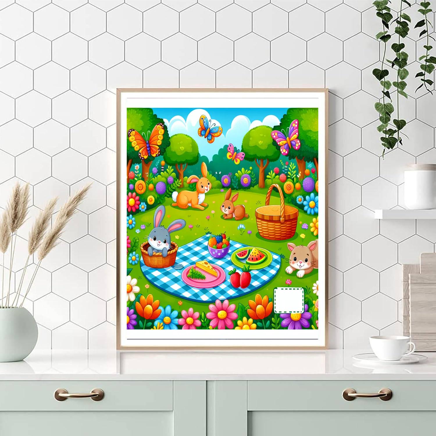 Garden Creatures Picnic DIY Paint By Numbers