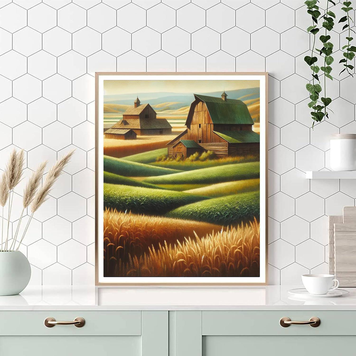 Rural Harvest Scene Paint By Numbers Art