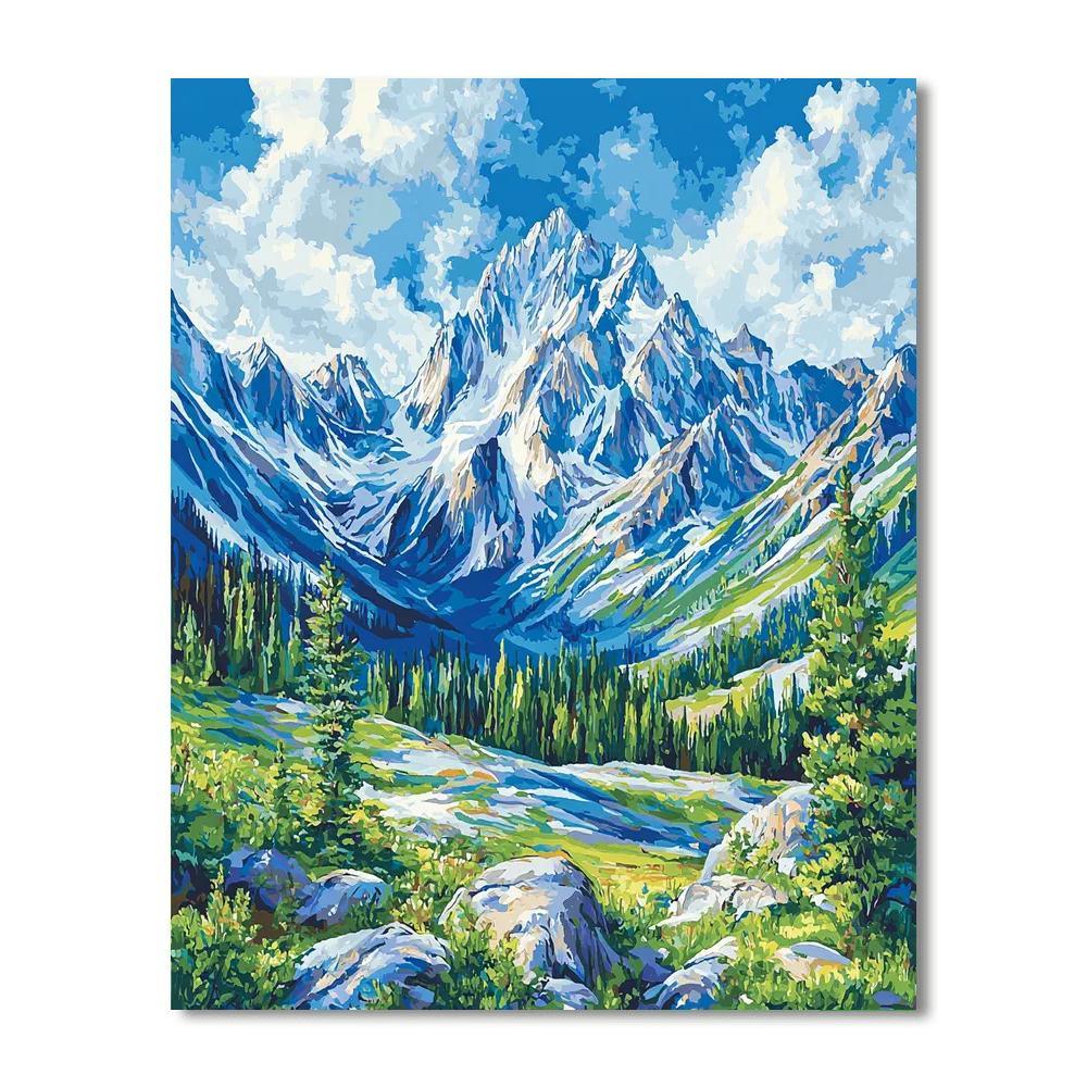 Georges Seurat Inspired Mystic Mountain Reverie  Paint By Numbers