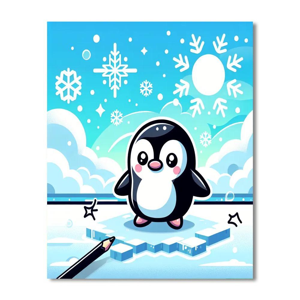 Curious Little Penguin Paint By Numbers Art