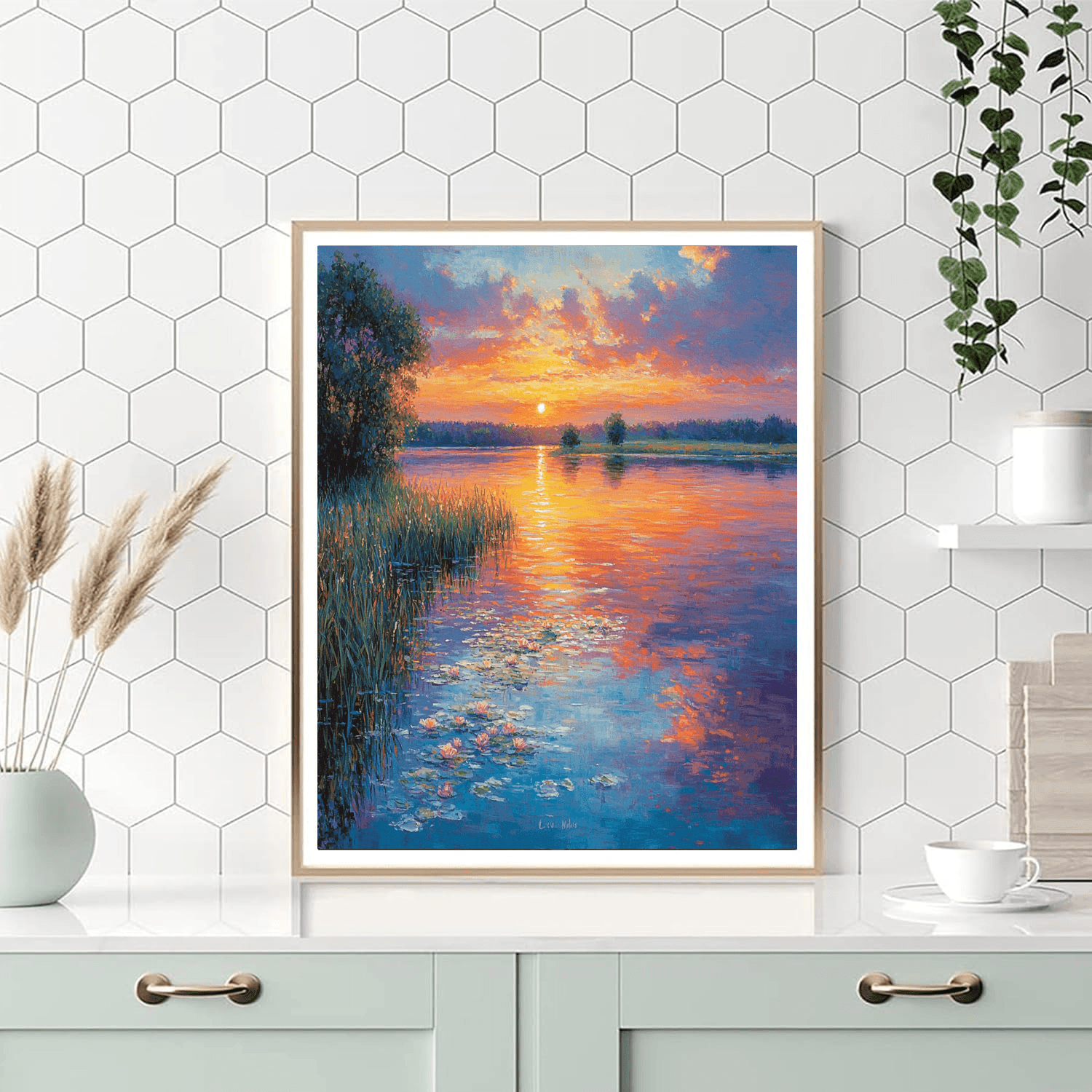 Claude Monet Inspired Sunset Over Water  Paint By Numbers Art