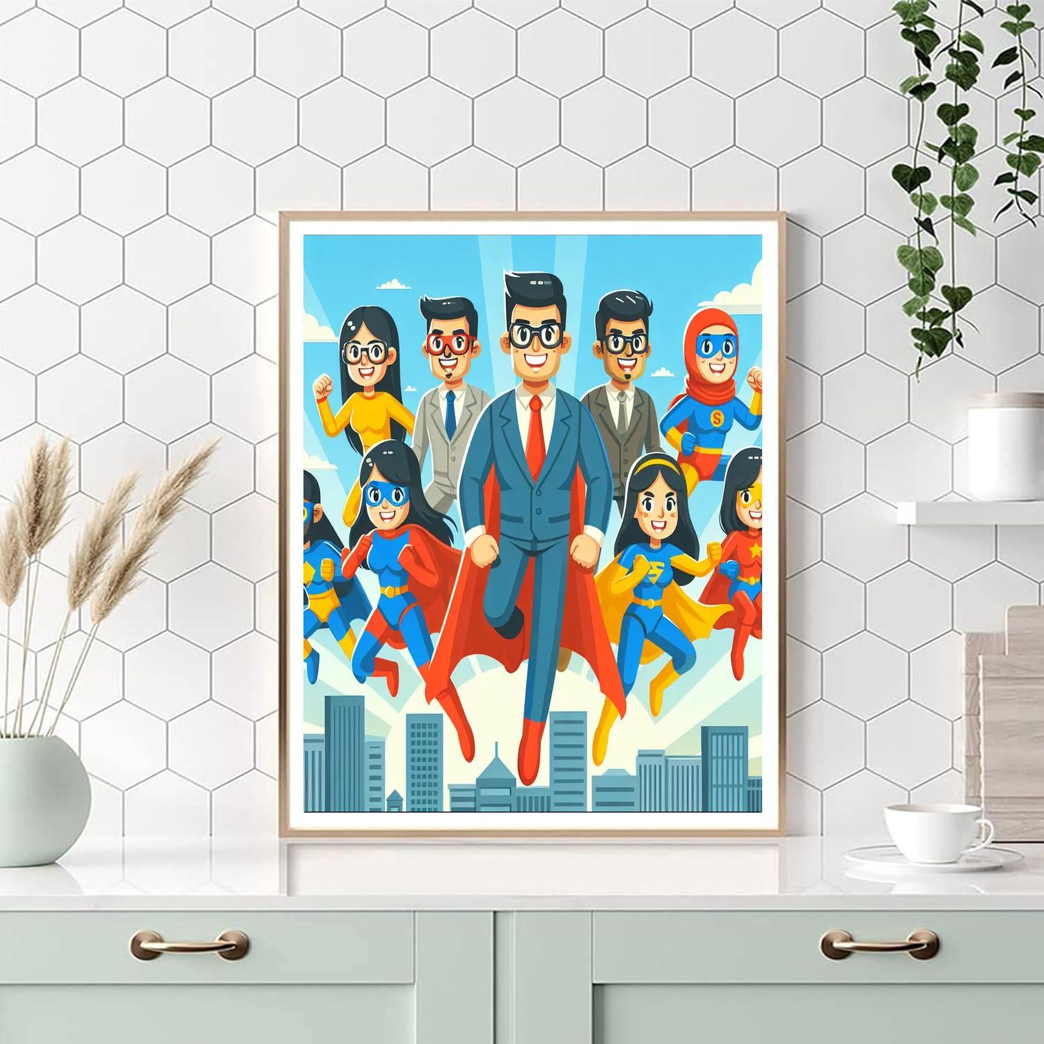 Superhero Team Adventure Paint By Numbers