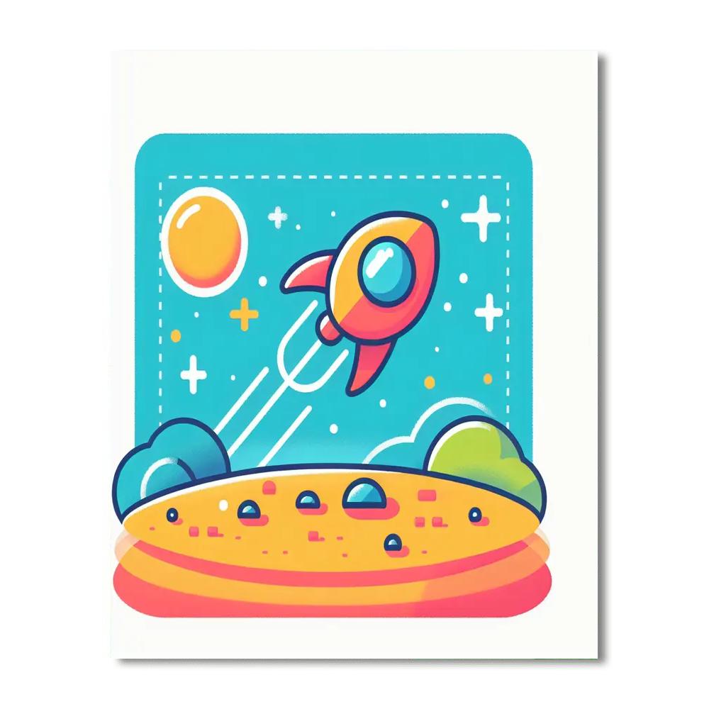 Friendly Spaceship Landing Painting By Numbers Kit