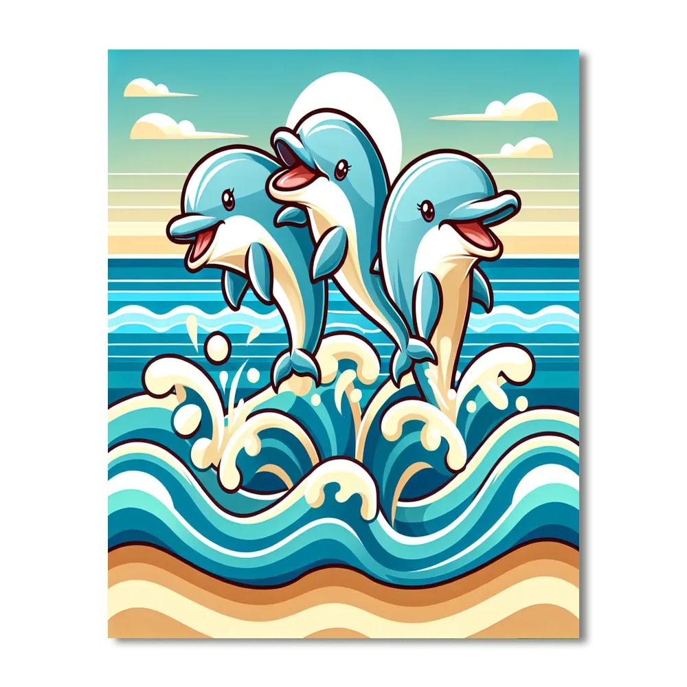 Sunny Seaside Fun With Dolphins Paint By Numbers Kits