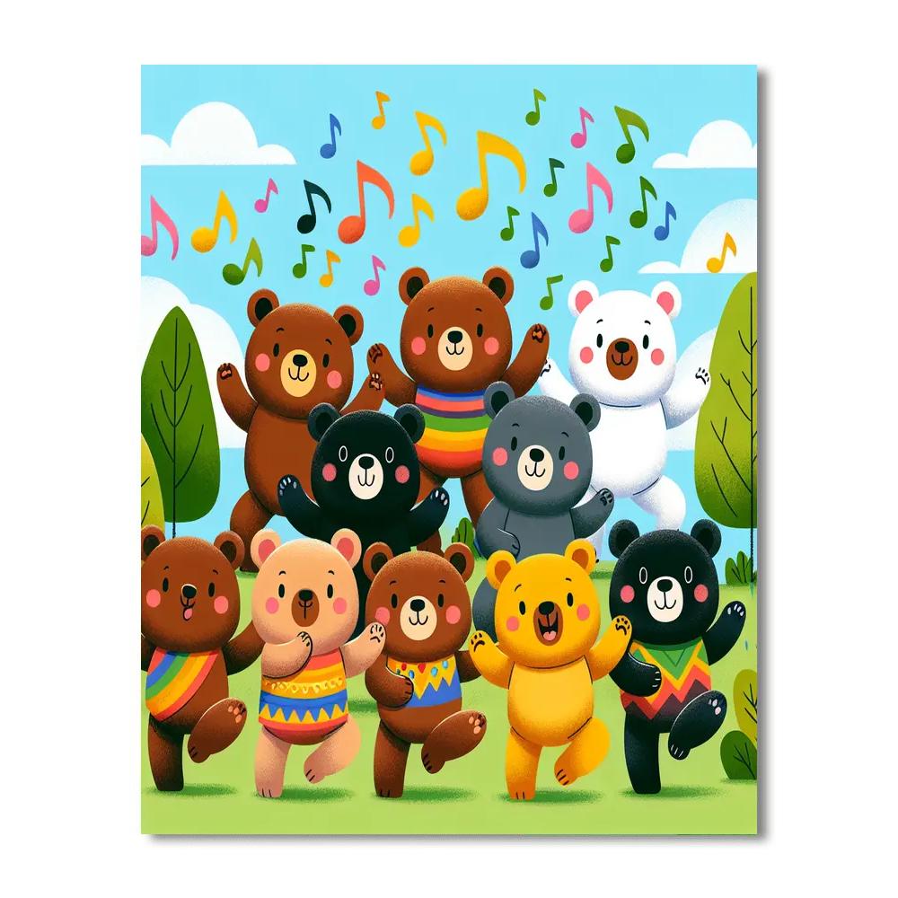 Dancing Bear Friends Paint By Numbers Art