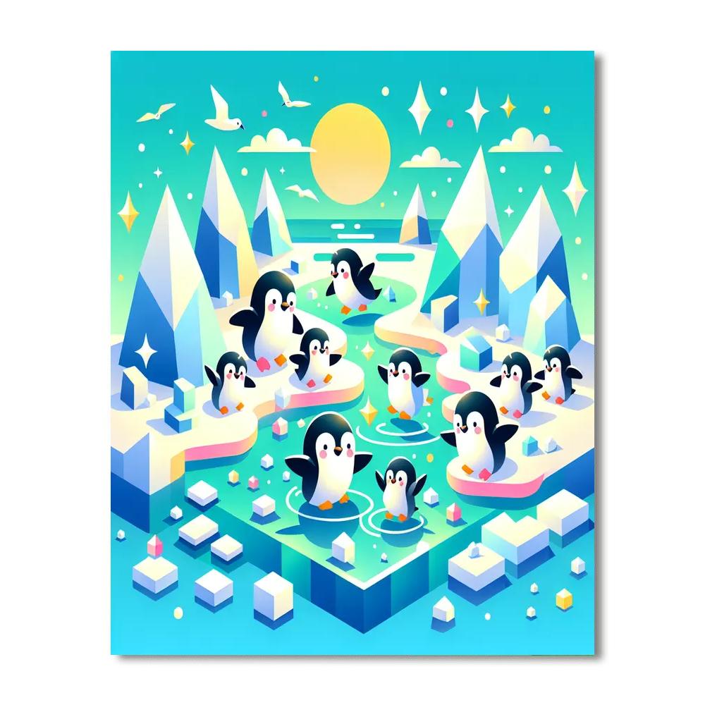 Playful Penguin Paradise Numbered Painting Kits