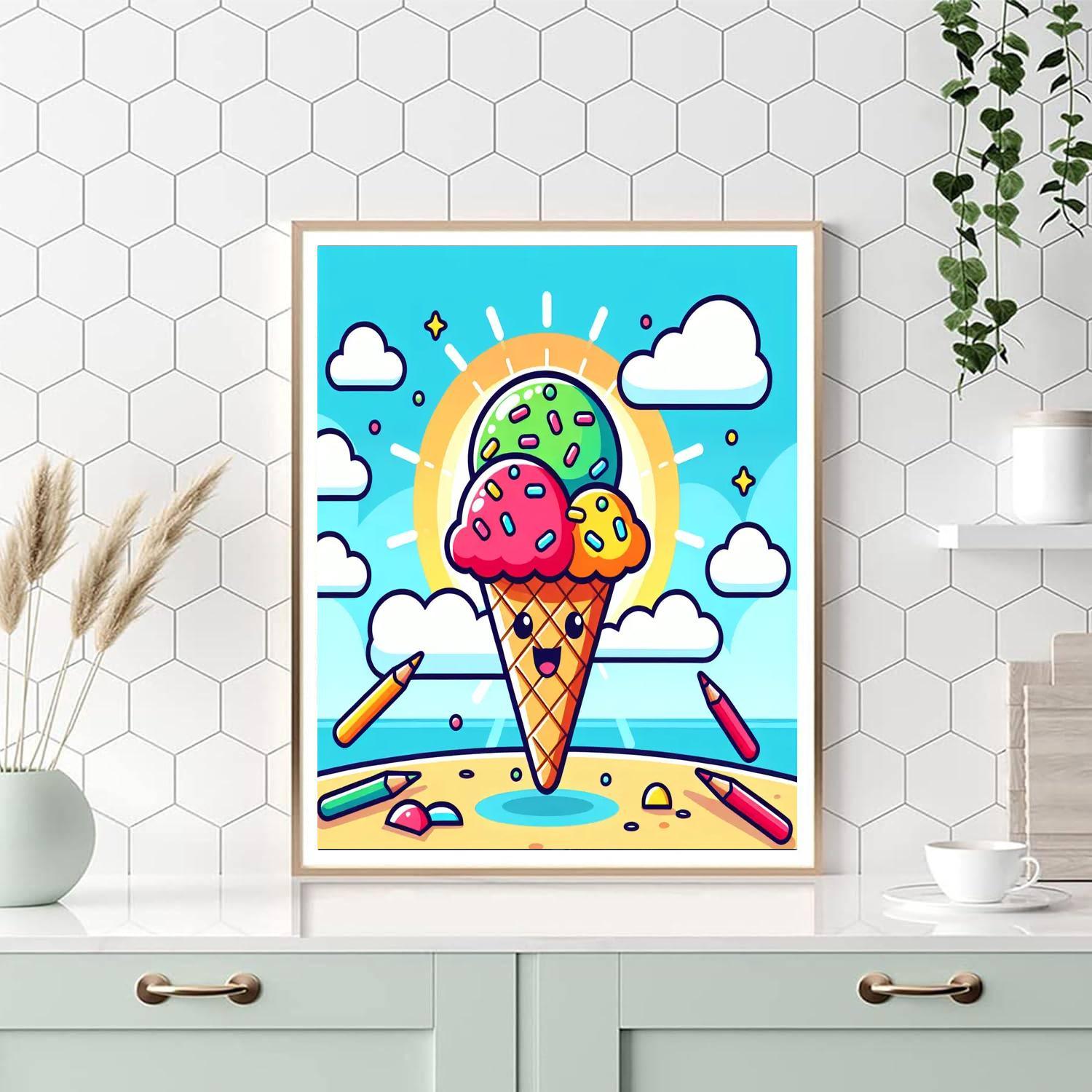 Bubbly Ice Cream Cone Paint By Numbers